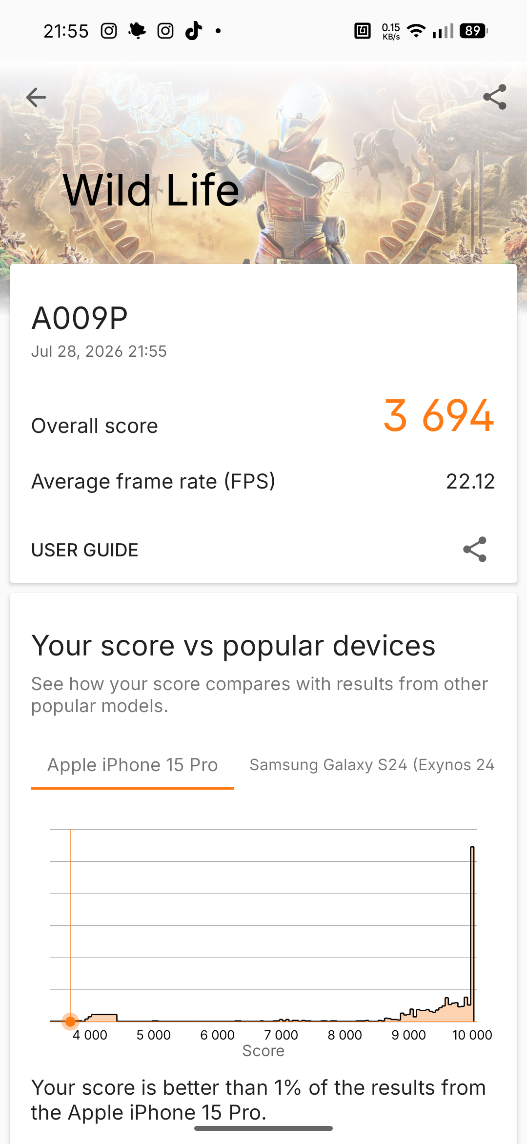 Nothing Phone (4b) - Recenzja 32 Nothing Phone (4b) - 3DMark 2.6.5056 - Wild Life