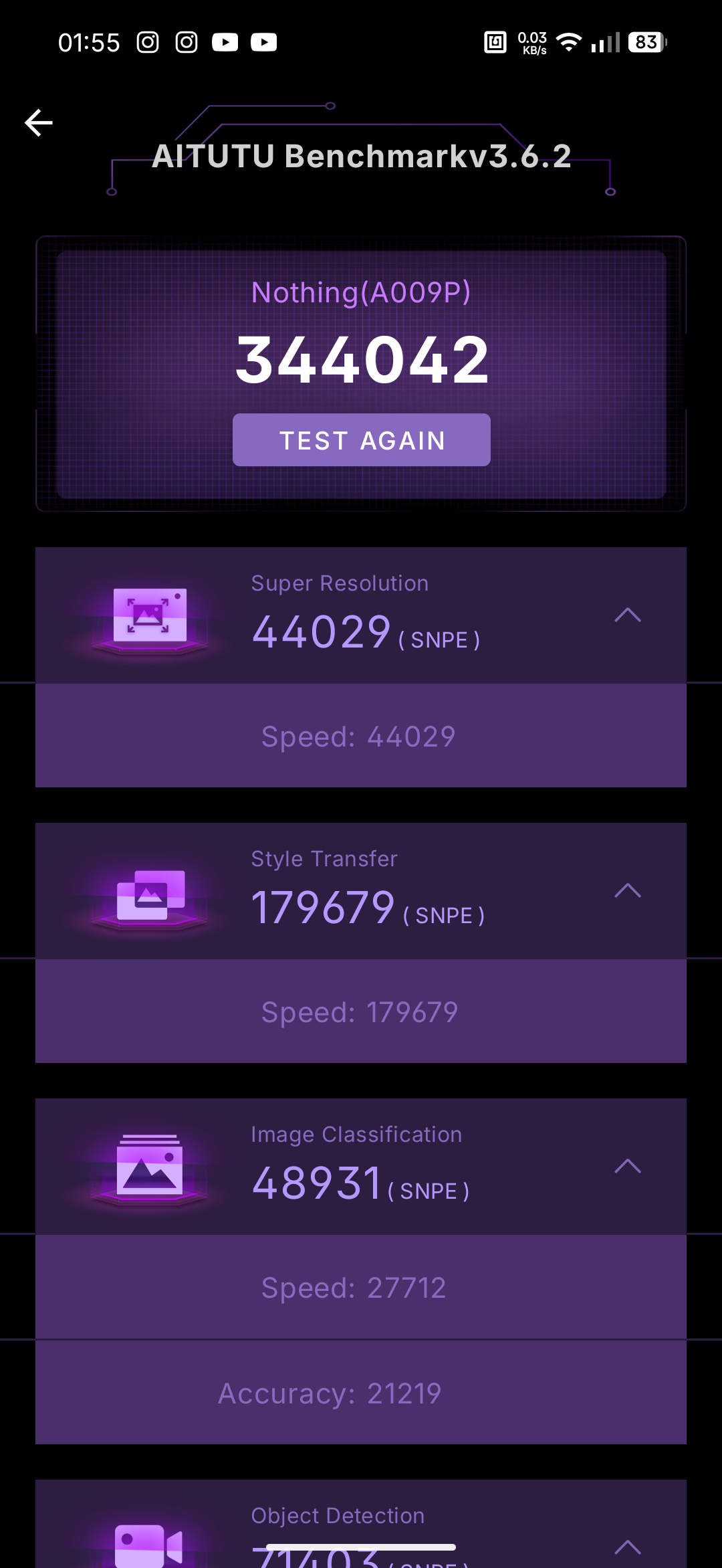 Nothing Phone (4b) - Recenzja 27 Nothing Phone (4b) - AITUTU Benchmark 3.6.2 - AI General Benchmark