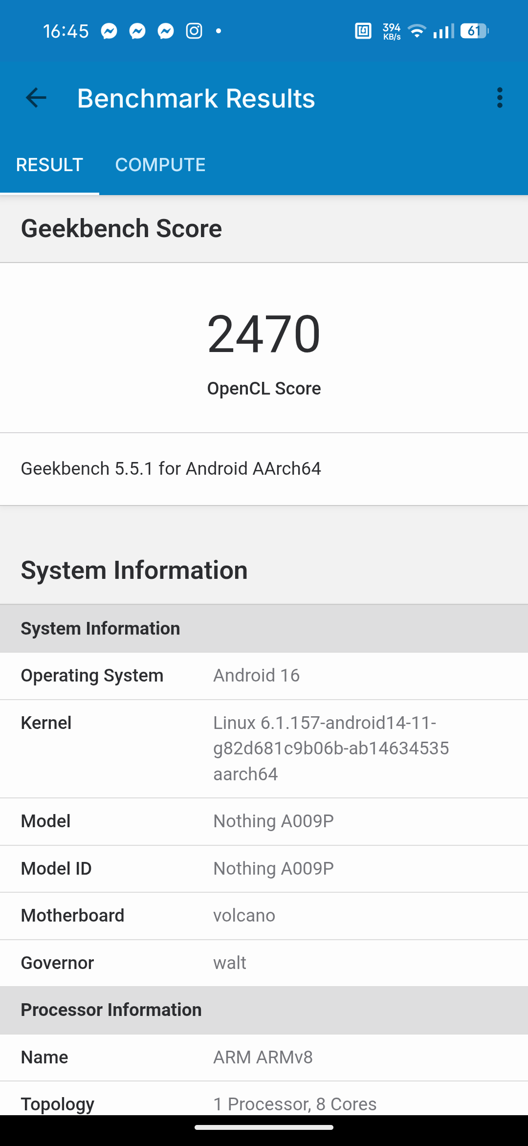 Nothing Phone (4b) - Recenzja 44 Nothing Phone (4b) - Geekbench 5.5.1 - GPU Benchmark - OpenCL