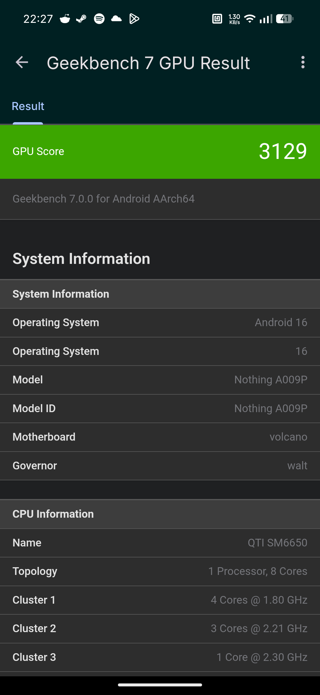 Nothing Phone (4b) - Recenzja 51 Nothing Phone (4b) - Geekbench 7.0.0 - GPU Benchmark - Vulkan