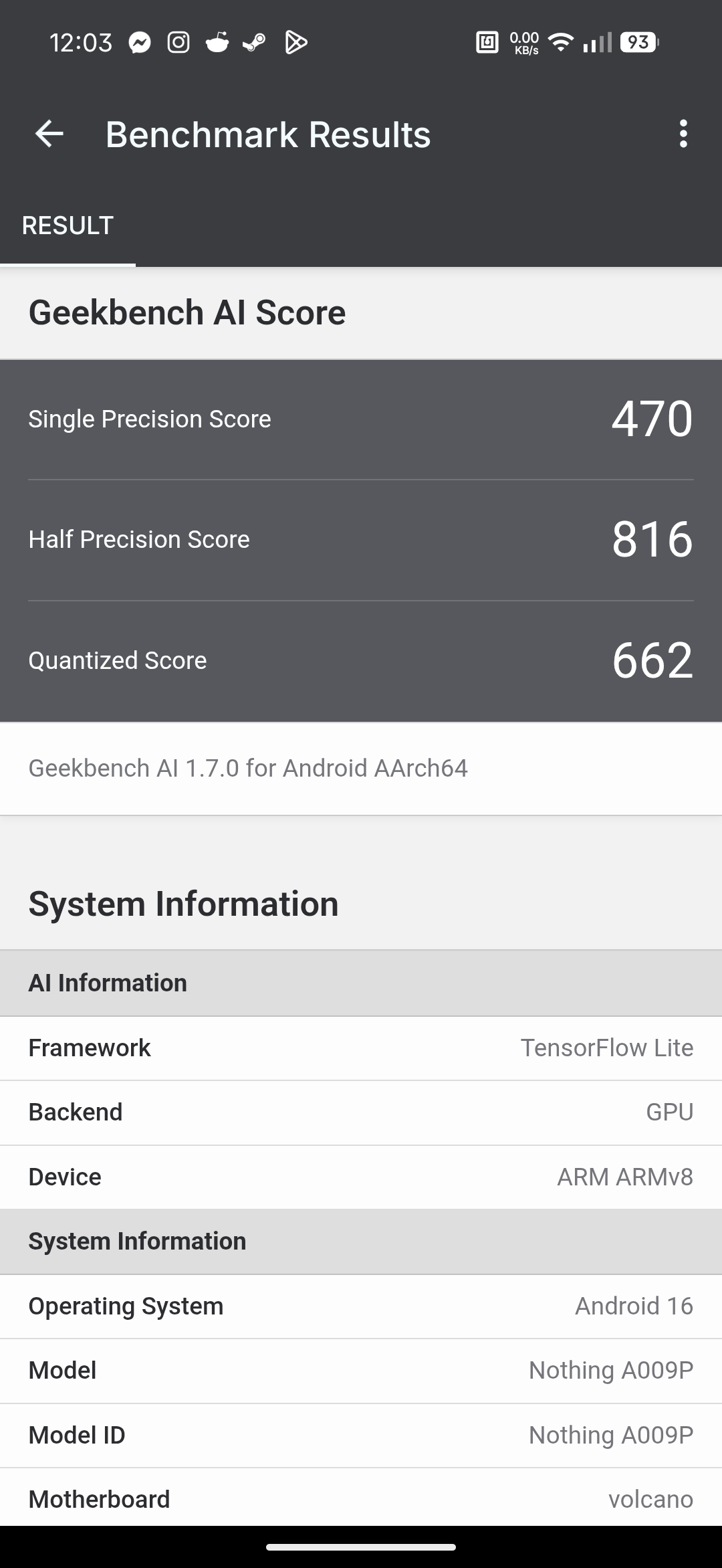 Nothing Phone (4b) - Recenzja 53 Nothing Phone (4b) - Geekbench AI 1.7.0 - TensorFlow Lite - GPU