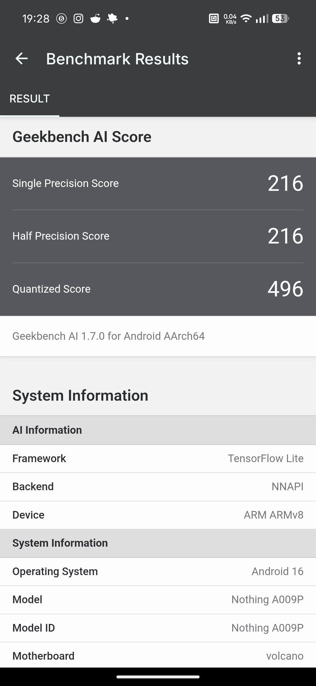 Nothing Phone (4b) - Recenzja 54 Nothing Phone (4b) - Geekbench AI 1.7.0 - TensorFlow Lite - NNAPI