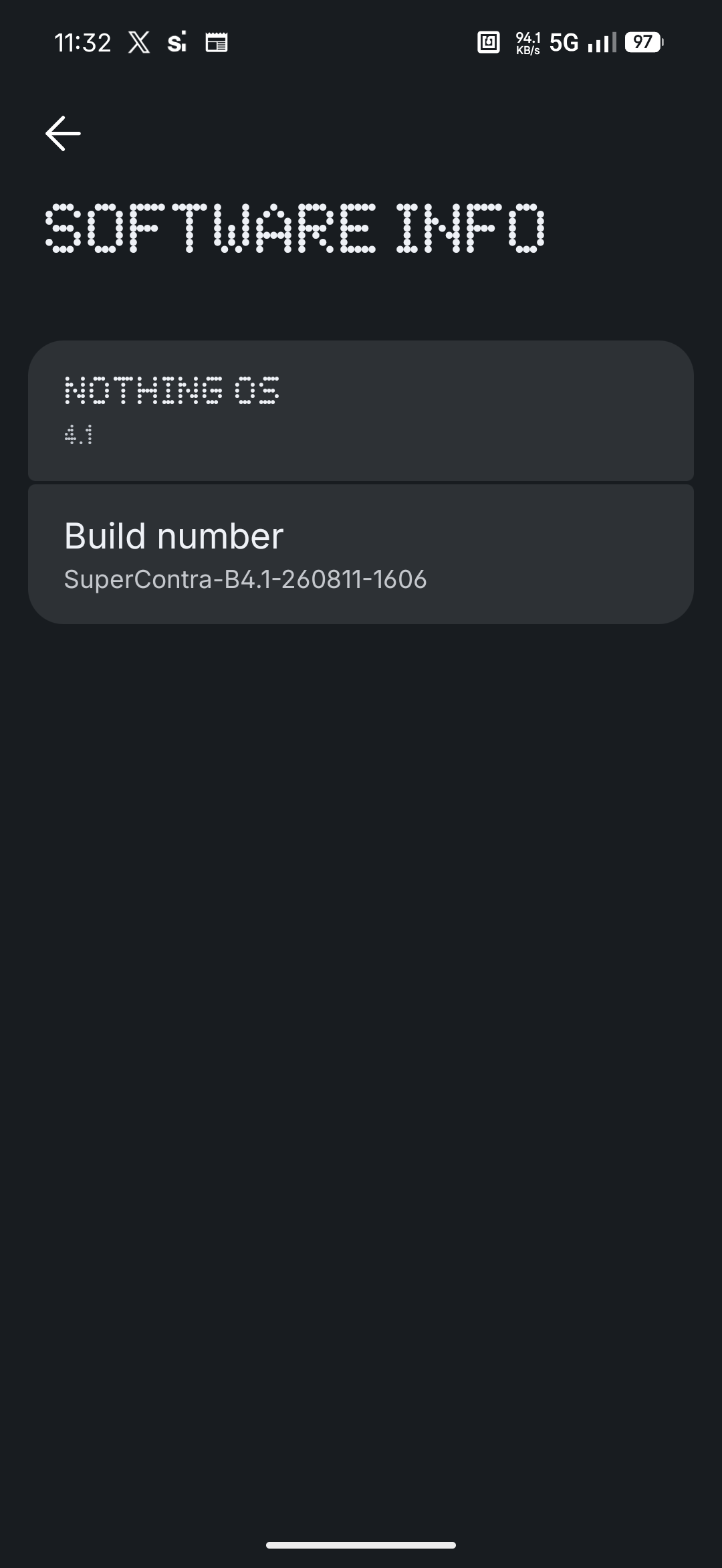Nothing Phone (4b) - Recenzja 77 Nothing Phone (4b) - Informacje o oprogramowaniu (Android 16; Nothing OS 4.1 - SuperContra-B4.1-260811-1606)