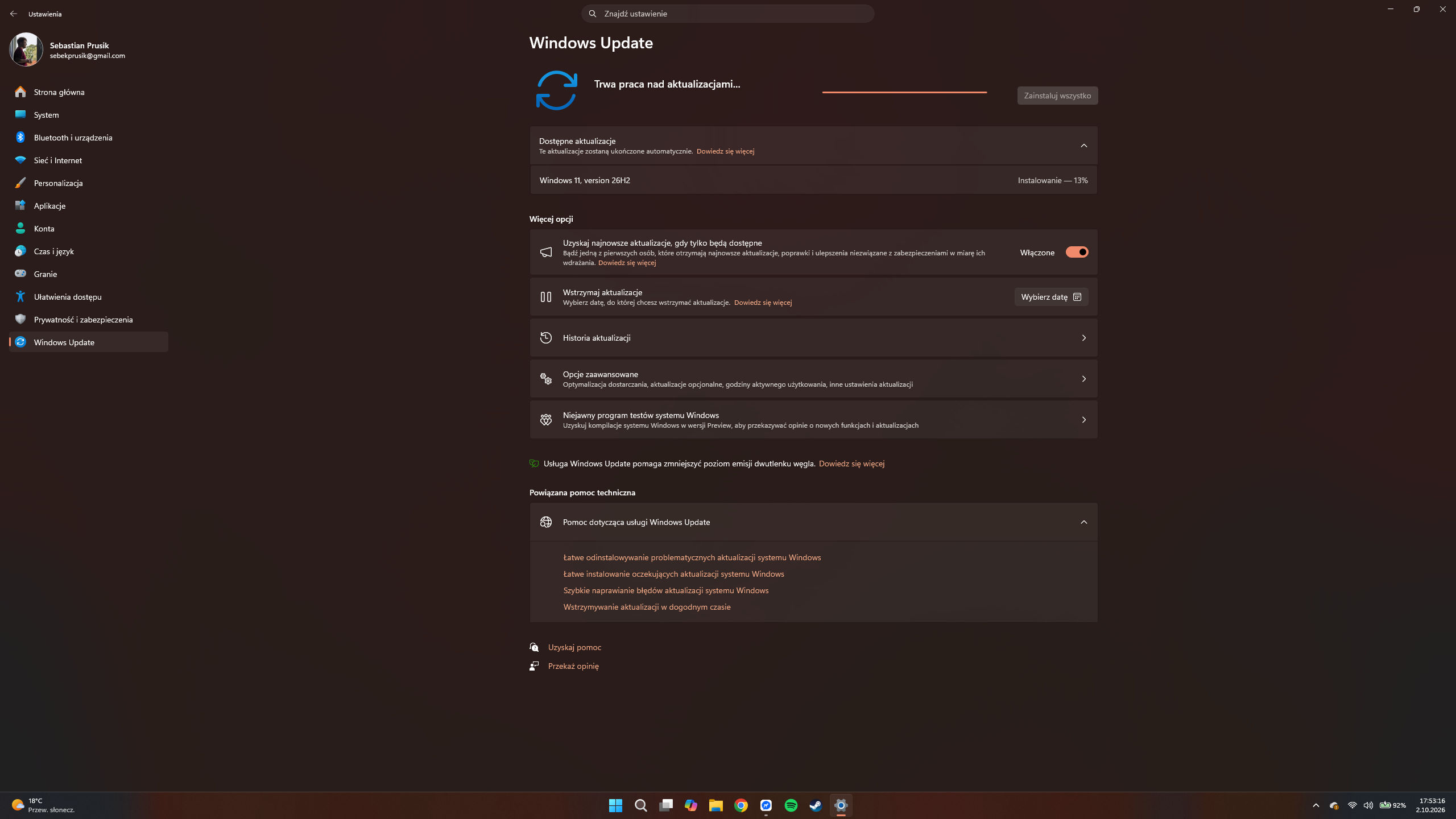 Windows 11 2026 Update (26H2) od wczoraj dostępny do pobrania! 13 Windows 11 - Aktualizacja Windows 11 2026 Update w trakcie instalacji za pośrednictwem usługi Windows Update